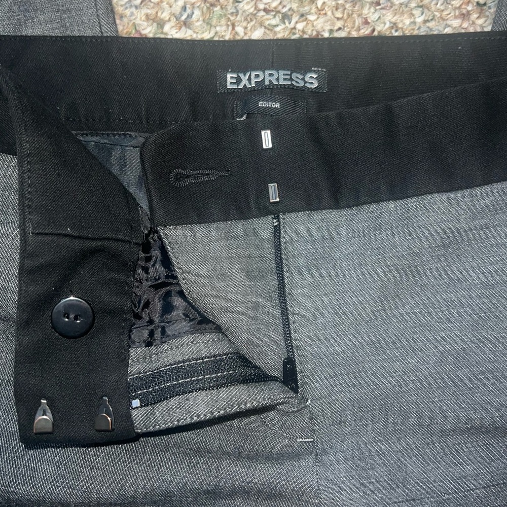 Express Editor Pant Dark Grey With Black Trim Det… - image 2